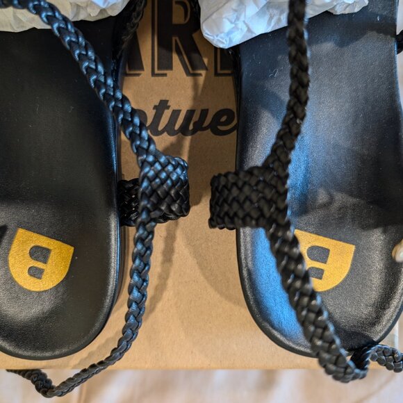 Bared Sparrow Black Leather Woven Sandals Flats 38 - Picture 4 of 7